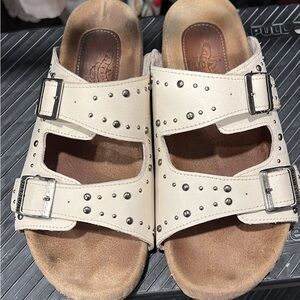 Freebird by Steven Cream Studded Buckle Sandals